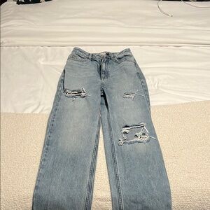 PacSun Blue Boyfriend Jeans with Distressing and High Waist